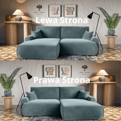 Narożnik z funkcją spania NABOO Tkanina Perla 45